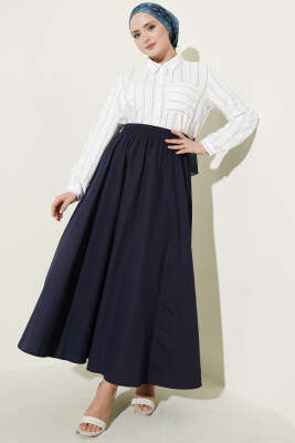 Beli Lastikli Cepli Gabardin Etek Lacivert - Etek
