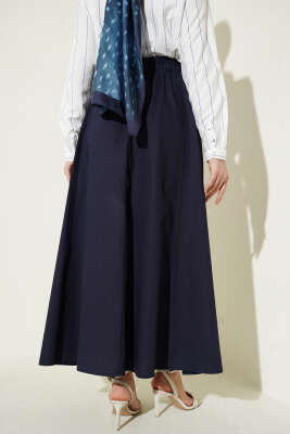 Beli Lastikli Cepli Gabardin Etek Lacivert - Etek