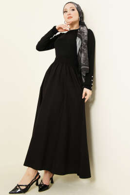 Beli Lastikli Cepli Gabardin Etek Siyah - Etek