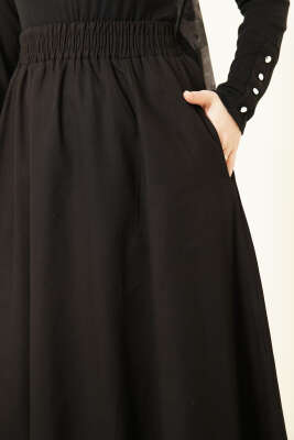 Beli Lastikli Cepli Gabardin Etek Siyah - Etek