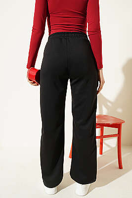 Beli Lastikli Cepli Pantolon Siyah - Kadın Giyim Modelleri