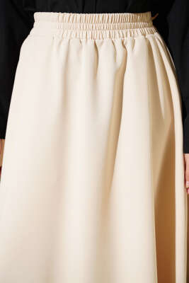 Beli Lastikli Cepli Kloş Dabıl Etek Bej - Etek