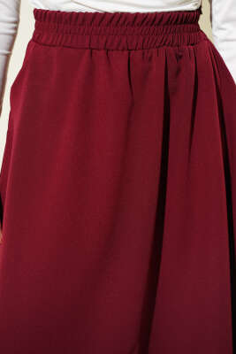 Beli Lastikli Cepli Kloş Dabıl Etek Bordo - Etek