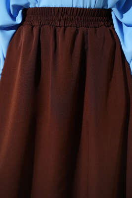 Beli Lastikli Cepli Kloş Dabıl Etek Kahve - Etek