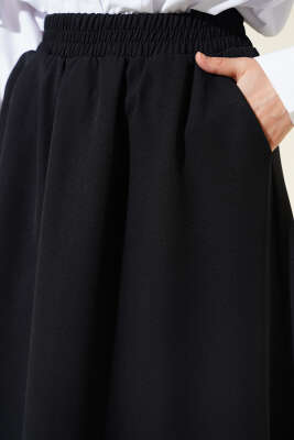 Beli Lastikli Cepli Kloş Dabıl Etek Siyah - Etek