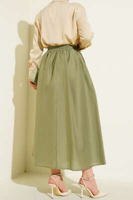 Beli Lastikli Cepli Kloş Etek Çağla Yeşili - Yılın Fırsatı