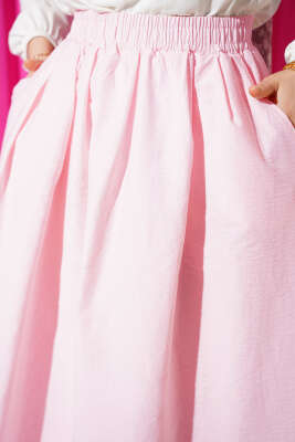 Beli Lastikli Cepli Kloş Etek Pudra - Yılın Fırsatı