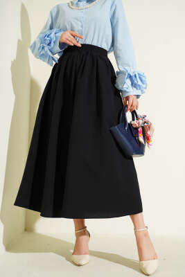 Beli Lastikli Cepli Kloş Etek Siyah - HELLIE