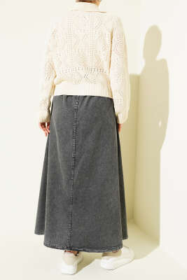 Beli Lastikli Cepli Kot Etek Füme - Etek