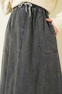 Beli Lastikli Cepli Kot Etek Füme - Etek