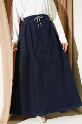 Beli Lastikli Cepli Kot Etek Lacivert - Etek