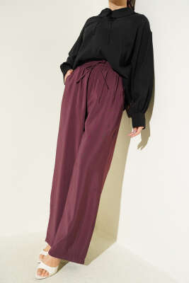 Beli Lastikli Cepli Modal Pantolon Burgonya - ERME