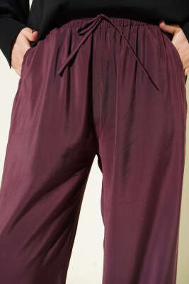 Beli Lastikli Cepli Modal Pantolon Burgonya - Pantolon