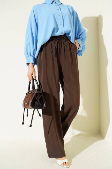 Beli Lastikli Cepli Modal Pantolon Kahve - Yılın Fırsatı