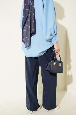 Beli Lastikli Cepli Modal Pantolon Lacivert - Pantolon