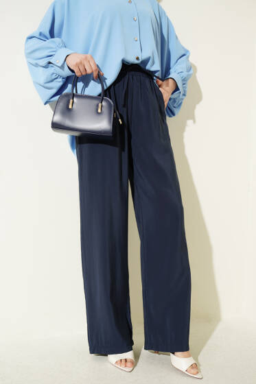 Beli Lastikli Cepli Modal Pantolon Lacivert - Yılın Fırsatı