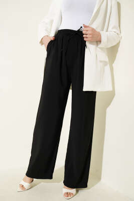 Beli Lastikli Cepli Modal Pantolon Siyah - ERME