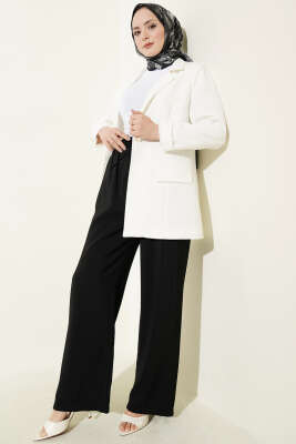 Beli Lastikli Cepli Modal Pantolon Siyah - Pantolon