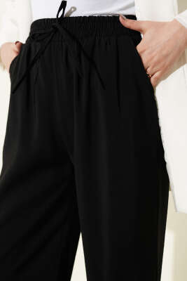 Beli Lastikli Cepli Modal Pantolon Siyah - Pantolon