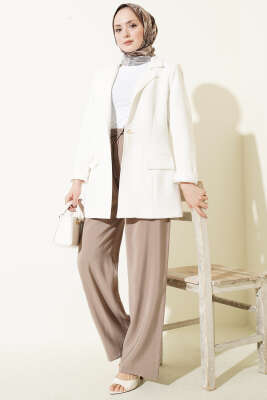 Beli Lastikli Cepli Modal Pantolon Vizon - Pantolon