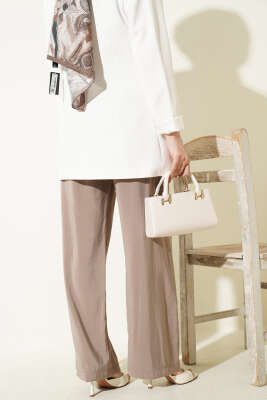 Beli Lastikli Cepli Modal Pantolon Vizon - Pantolon