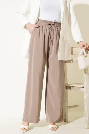 Beli Lastikli Cepli Modal Pantolon Vizon - Yılın Fırsatı