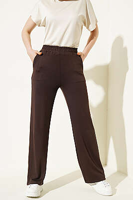 Beli Lastikli Cepli Pantolon Kahve - LEVURE