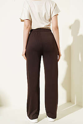 Beli Lastikli Cepli Pantolon Kahve - Kadın Giyim Modelleri