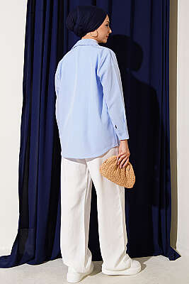 Beli Lastikli Cepli Tensel Pantolon Ekru - Pantolon