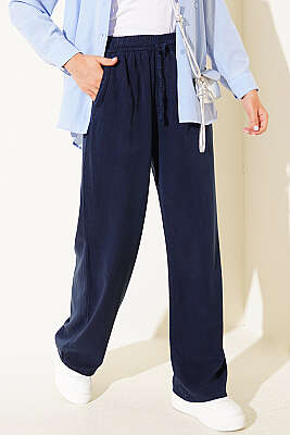Beli Lastikli Cepli Tensel Pantolon Lacivert - FİXAY