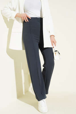 Beli Lastikli Çımalı Pantolon Füme - Pantolon