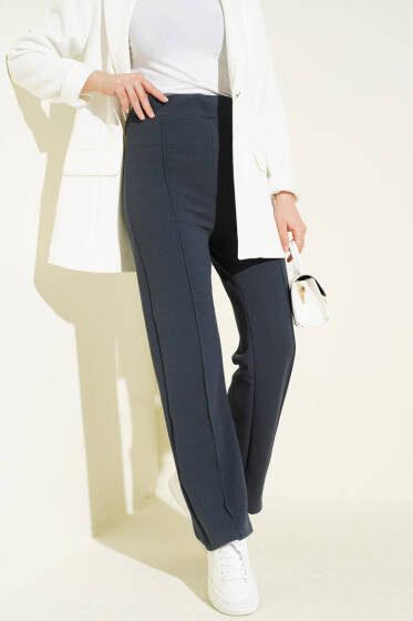 Beli Lastikli Çımalı Pantolon Füme - Pantolon