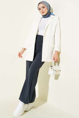 Beli Lastikli Çımalı Pantolon Füme - Pantolon