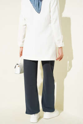 Beli Lastikli Çımalı Pantolon Füme - Pantolon