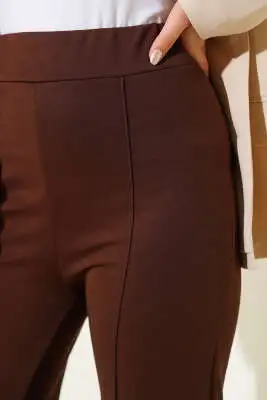 Beli Lastikli Çımalı Pantolon Kahve - Pantolon
