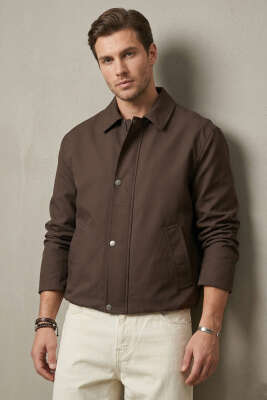 Beli Lastikli Çıtçıt Fermuarlı Erkek Ceket Kahve - GAVAZZİ