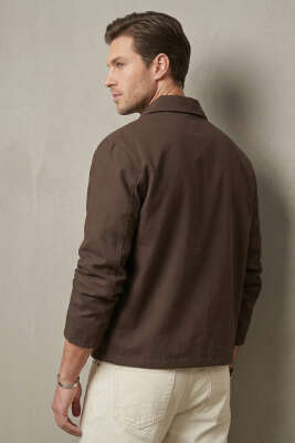 Beli Lastikli Çıtçıt Fermuarlı Erkek Ceket Kahve - Erkek Ceket