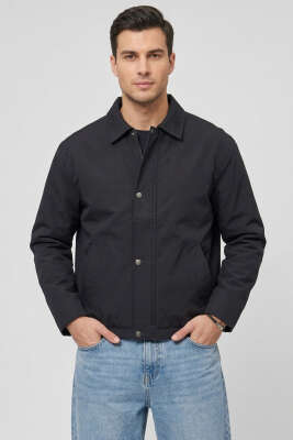 Beli Lastikli Çıtçıt Fermuarlı Erkek Ceket Siyah - GAVAZZİ