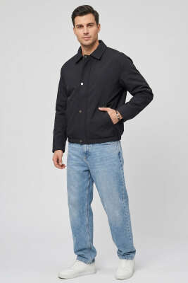 Beli Lastikli Çıtçıt Fermuarlı Erkek Ceket Siyah - Erkek Ceket