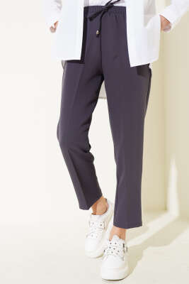 Beli Lastikli Dar Paça Pantolon Antrasit - Yeni Tesettür Giyim