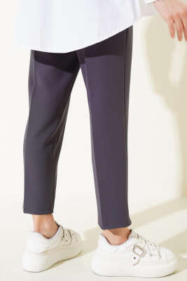 Beli Lastikli Dar Paça Pantolon Antrasit - Yeni Tesettür Giyim