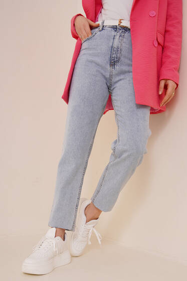 Beli Lastikli Denim Pantolon Açık Mavi - Pantolon