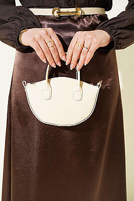 Beli Lastikli Düz Saten Etek Kahve - Etek