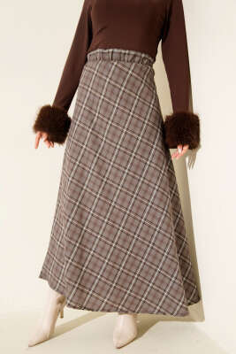 Beli Lastikli Ekoseli Basic Etek Füme - ASME