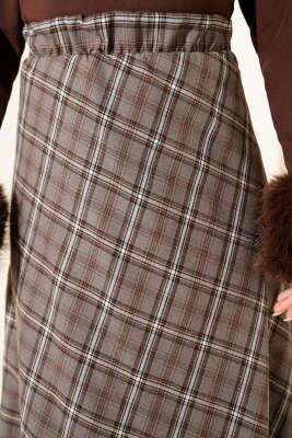 Beli Lastikli Ekoseli Basic Etek Füme - Günün Seçilenleri