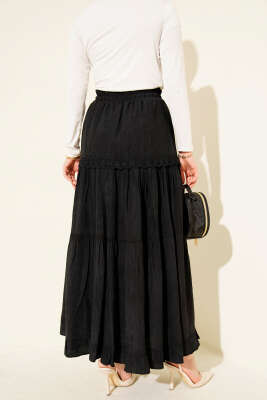 Beli Lastikli Fiyonklu Etek Siyah - Etek