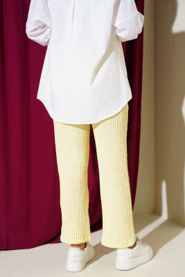 Beli Lastikli Gofre Pantolon Sarı - Yılın Fırsatı