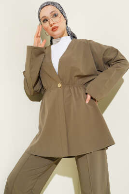 Beli Lastikli Gold Düğmeli İkili Takım Nefti - İkili Takım