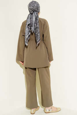 Beli Lastikli Gold Düğmeli İkili Takım Nefti - İkili Takım