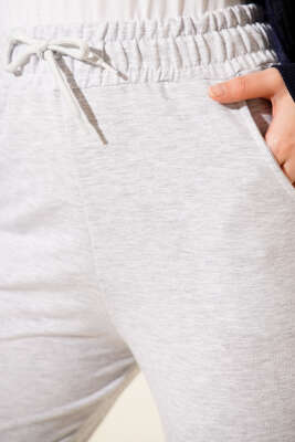 Beli Lastikli İki İplik Pantolon Melanj Gri - Pantolon